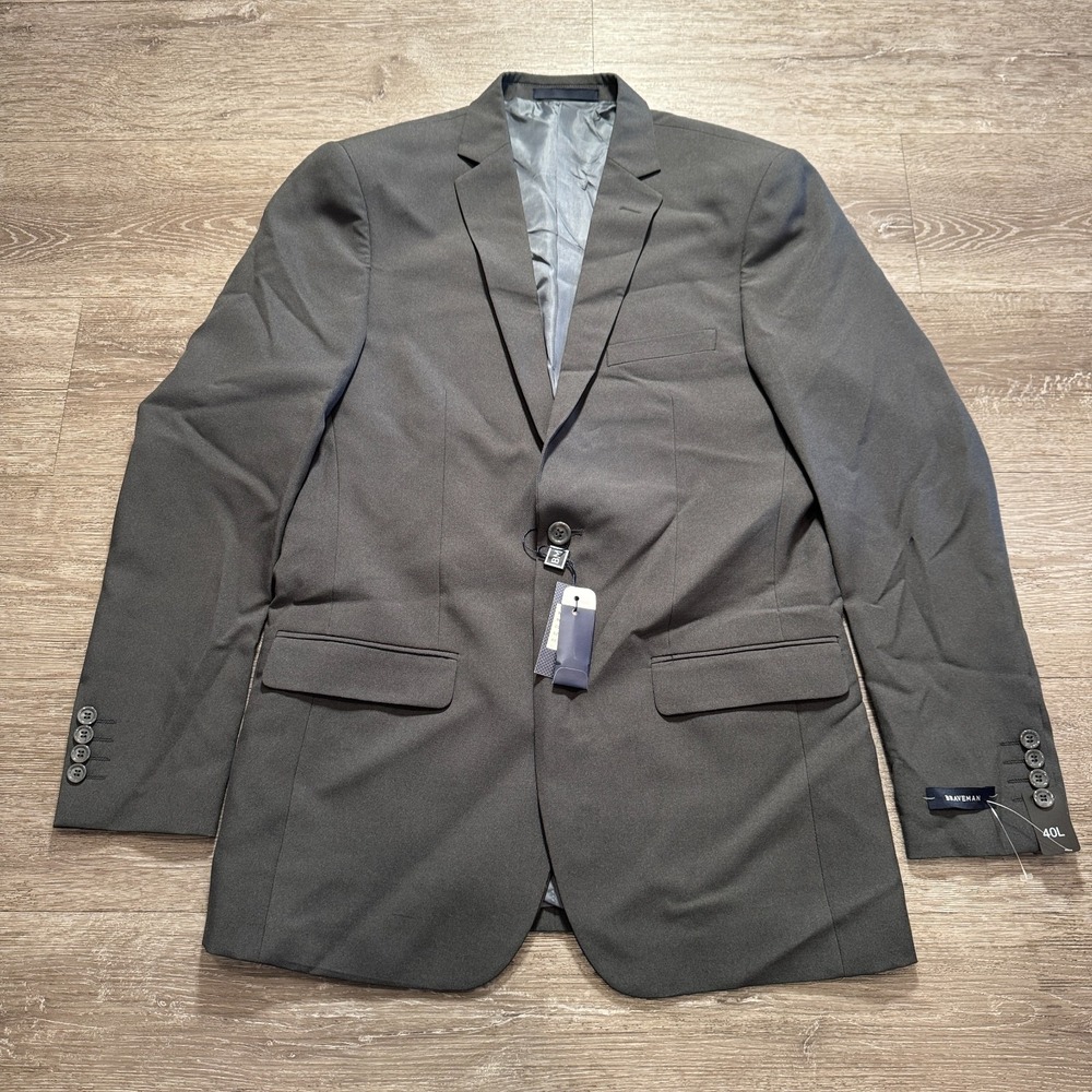 Braveman‎ Sport Coat Mens 40 L Gray Blazer Jacket 2 Button Performance Modern